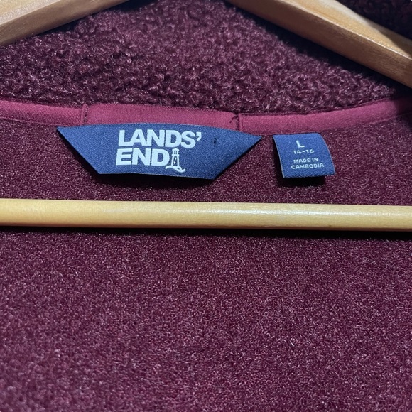 LANDS' END Womens Burgundy Teddy Coat Size Large (14-16) - Picture 6 of 12